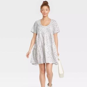 Women’s Flutter Short Sleeve Tiered Dress A New Day-Black and White